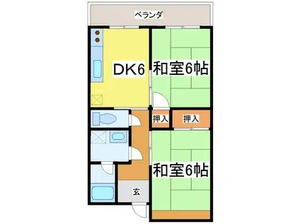 アーバンライフ春江(2DK/3階)の間取り写真