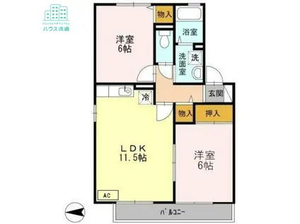 ロイヤルガーデン永田A(2LDK/2階)の間取り写真