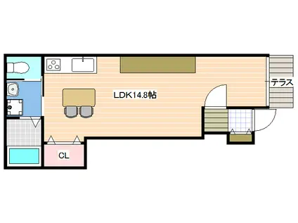 ヴィレッタII(ワンルーム/1階)の間取り写真