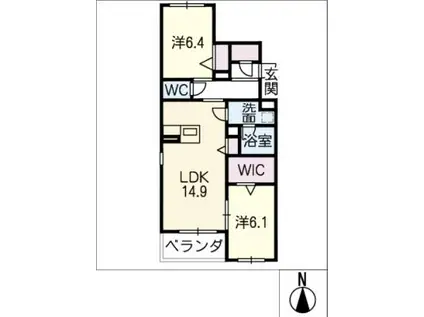アパートメント藤沢(2LDK/1階)の間取り写真