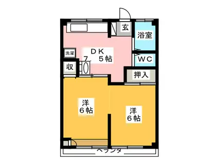 東栄ハイツビル(2DK/5階)の間取り写真