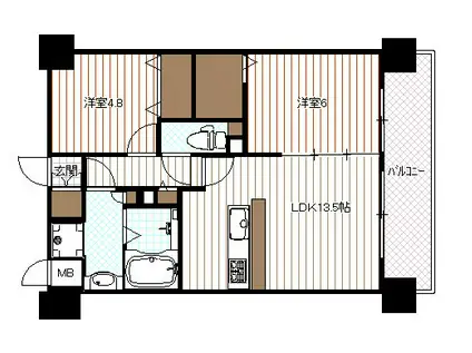 プレサンス京都西院(2LDK/5階)の間取り写真