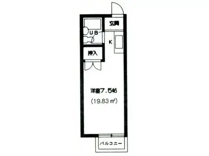 プリンスハイツ(ワンルーム/1階)の間取り写真