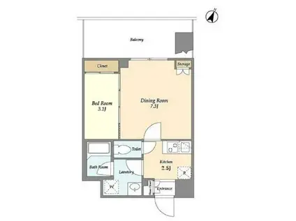 プラート宮坂(1LDK/5階)の間取り写真