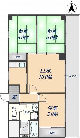 ルミエール織田(3LDK/1階)の間取り写真