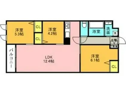 ザベルーガ世田谷レジデンス(3LDK/3階)の間取り写真