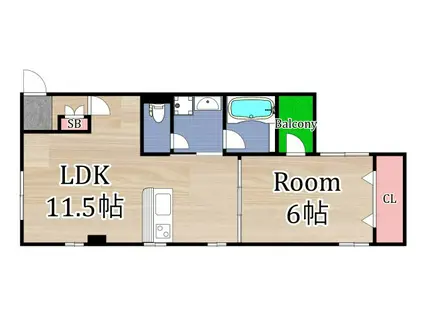 広崎マンション(1LDK/2階)の間取り写真