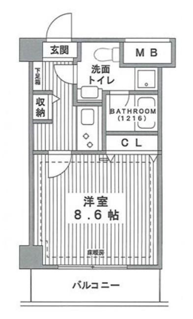 モンサンミッシェル北浜(1K/11階)の間取り写真