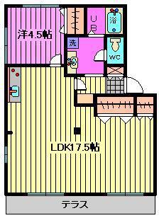 メゾンOKANDO A・B(1LDK/1階)の間取り写真