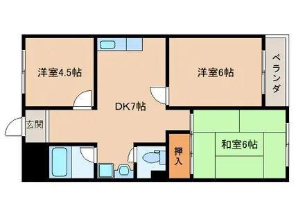 松ヶ丘コーポ(3LDK/2階)の間取り写真