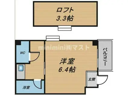 THECITY弁天町(1K/1階)の間取り写真