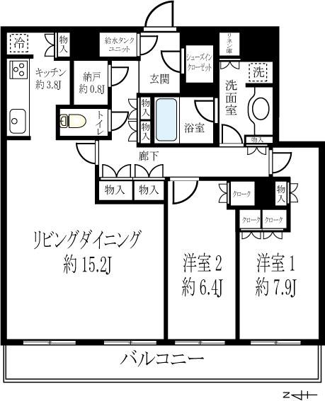 ラゾーナ川崎レジデンスセントラルタワー プレミアム(2LDK/33階)の間取り写真