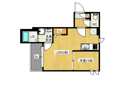 R-SMART井尻プルミエール(1LDK/2階)の間取り写真