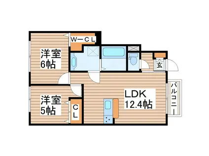 D-ROOM茂庭(2LDK/1階)の間取り写真