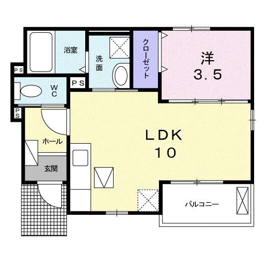 カーサ フェリーチェA(1LDK/1階)の間取り写真