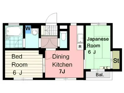 ファミール喜多見(2DK/1階)の間取り写真