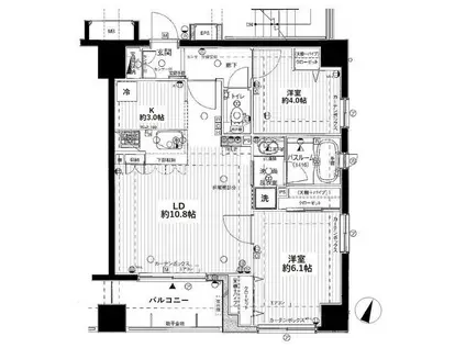 グリーンパーク日本橋三越前(2LDK/2階)の間取り写真
