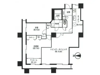 西戸山タワーホームズノースタワー 西戸山タワーホウムズノースタワー(2LDK/7階)の間取り写真
