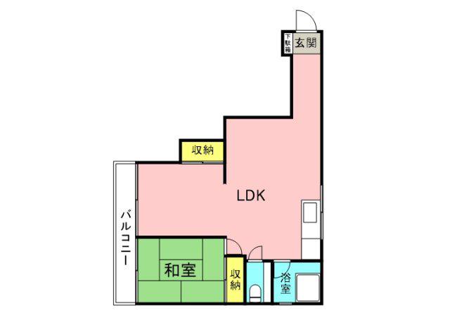 本浦コーポ福島(1LDK/3階)の間取り写真