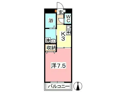 エクセーヌメゾン(1K/2階)の間取り写真