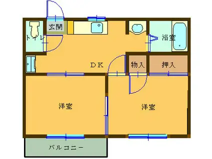 フレグランスさくら(2DK/2階)の間取り写真