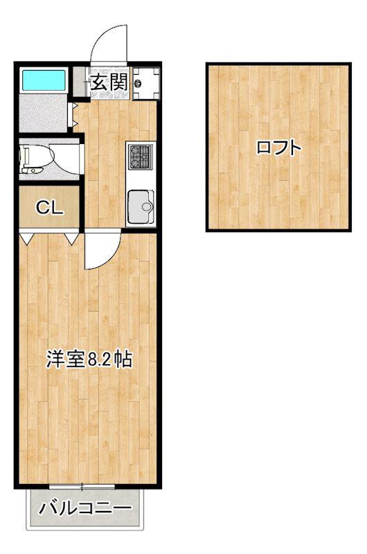 ロランジュI(1K/1階)の間取り写真