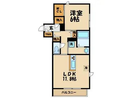 ピエス南烏山(1LDK/1階)の間取り写真