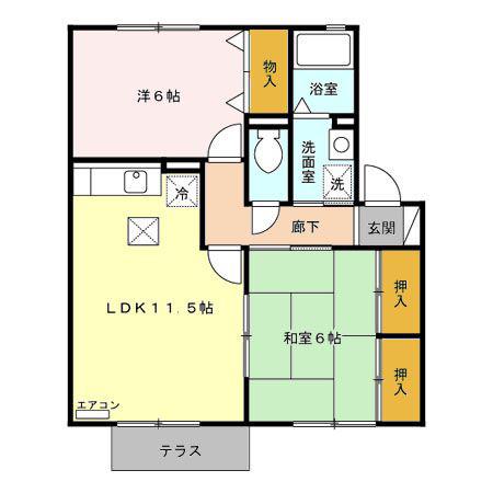 ラ・ルーン(2LDK/1階)の間取り写真