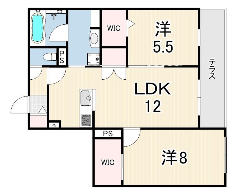 FOREST MONZENCHO イースト(2LDK/1階)の間取り写真