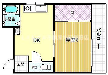 桜マンション(1DK/2階)の間取り写真