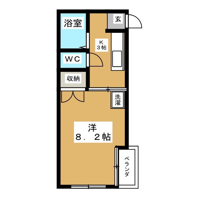 エクセルビュー(1K/2階)の間取り写真