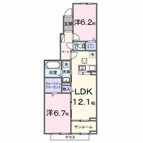 ビオレタA(2LDK/1階)の間取り写真