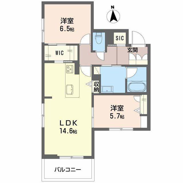 メゾンブランカあびこ南(2LDK/3階)の間取り写真