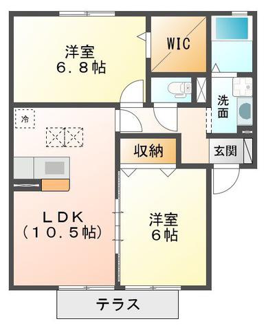 ビルヌーヴC(2LDK/1階)の間取り写真