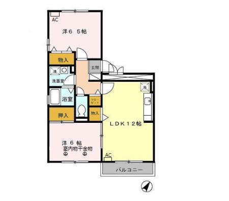フォーエバー八坂(2LDK/2階)の間取り写真