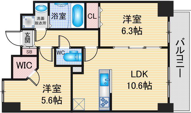 S-RESIDENCE大曽根BRESA(2LDK/6階)の間取り写真