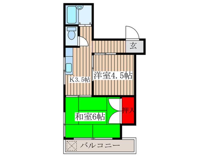 マルハンハイツ(2K/3階)の間取り写真