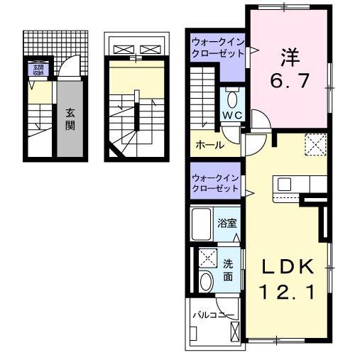 メルベージュ II(1LDK/3階)の間取り写真