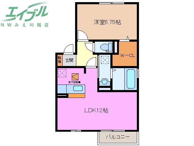 ウラノス桑名(1LDK/1階)の間取り写真