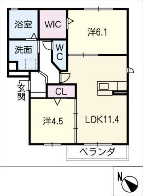 エクセル21 A棟(2LDK/3階)の間取り写真