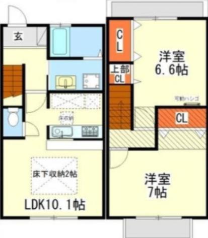 ポポラーレ幸(2LDK/1階)の間取り写真