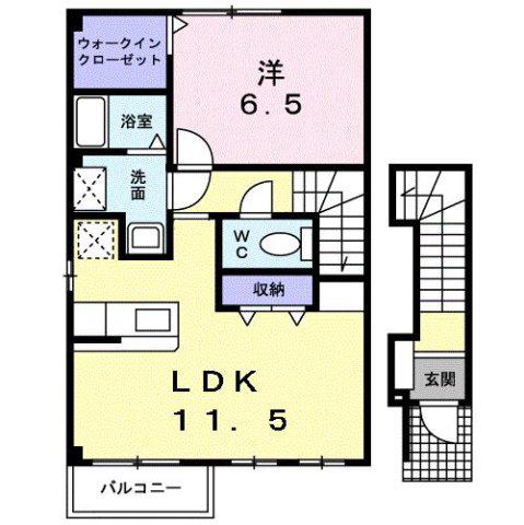 ニルヴァーナ・ウーノ(1LDK/2階)の間取り写真