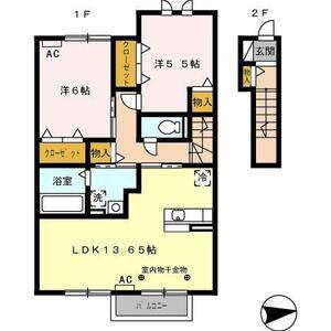 シャロン(2LDK/2階)の間取り写真