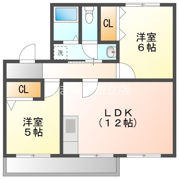 ユーミクラB(2LDK/3階)の間取り写真