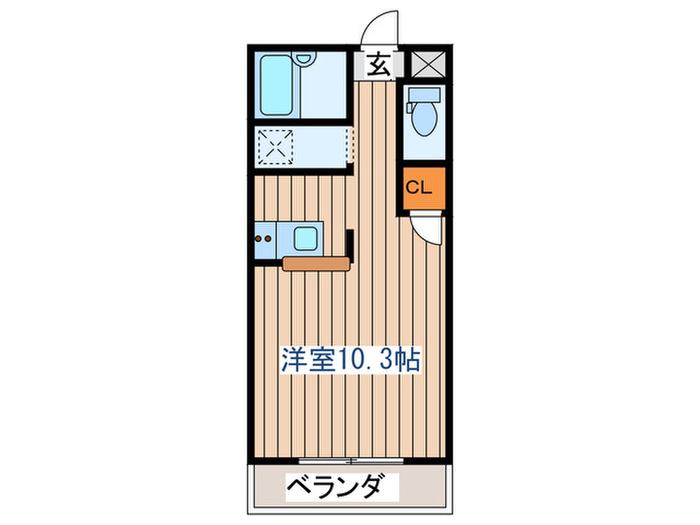 ガーデンハイツ(ワンルーム/2階)の間取り写真