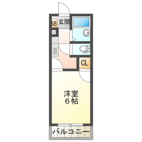 ビューハイツ桜田(1K/4階)の間取り写真