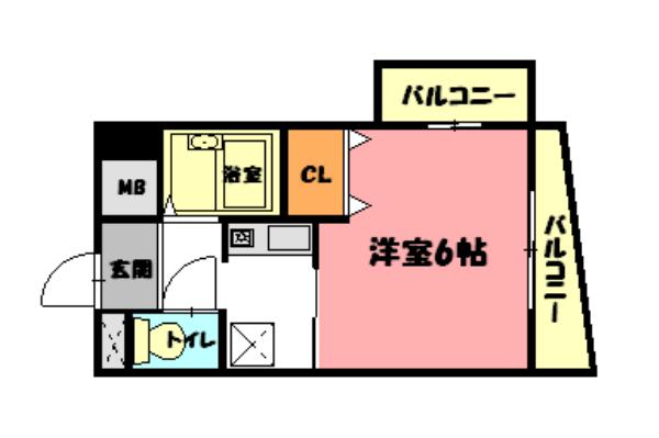 パレス西江井島(1K/2階)の間取り写真
