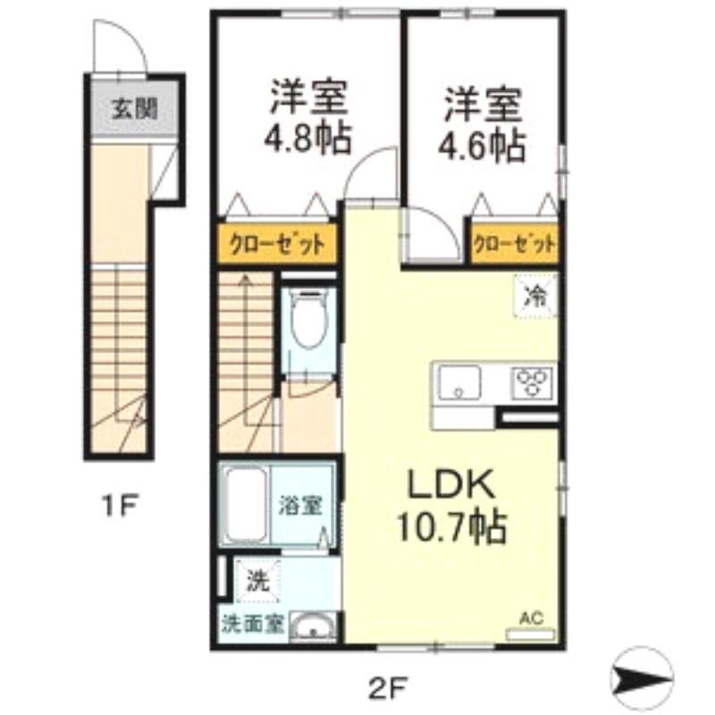 DーROOM曙(2LDK/1階)の間取り写真