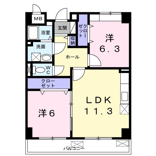 CASA APPROVAL(2LDK/2階)の間取り写真