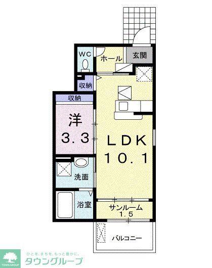 ベルソレイユ(1LDK/1階)の間取り写真